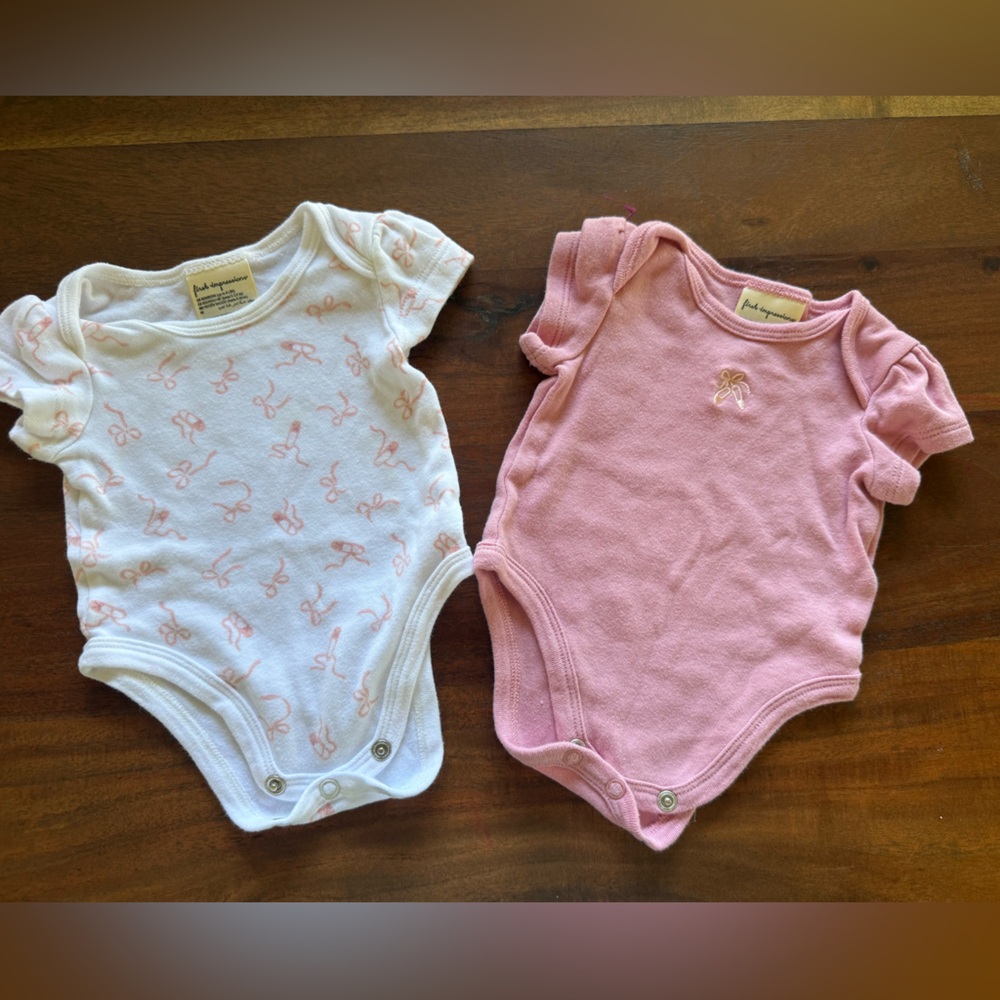 First Impressions Pink‎ and White Baby One Pieces